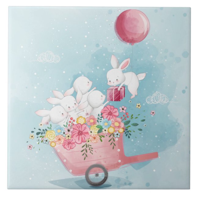 Cerâmica Azulejo cerâmico de cotonéis de aquarela (Frente)