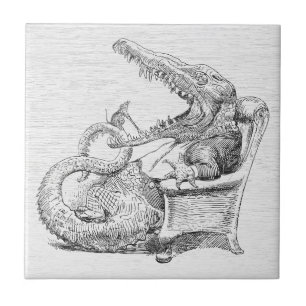 Cerâmica Azulejo Cerâmico de Crocodilo Vintage em Poltrona