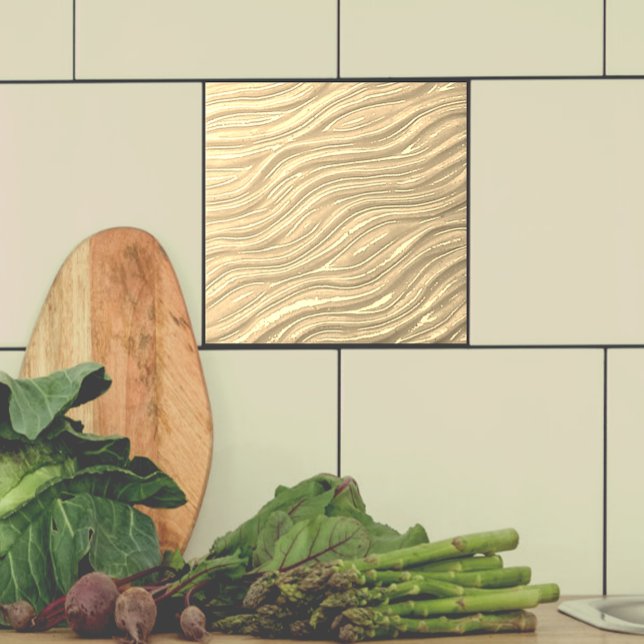 Cerâmica Azulejo cerâmico de decoração (Ocher water look tile shown  with taupe tile on a backsplash.)