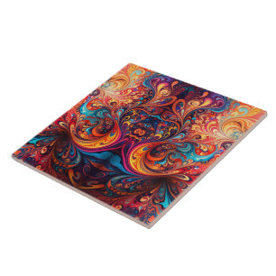 Cerâmica Azulejo cerâmico de design abstrato vibrante
