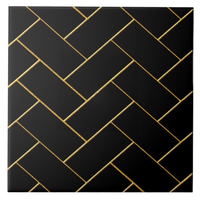 Cerâmica Azulejo cerâmico de Design de osso preto e Dourado (Frente)