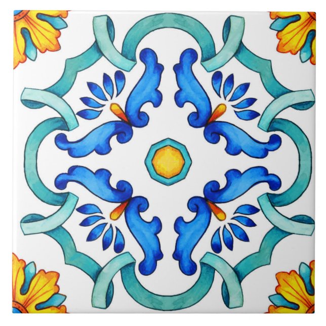 Cerâmica Azulejo cerâmico de estilo mediterrânico. (Frente)