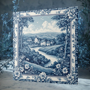 Cerâmica Azulejo Cerâmico de Fazenda Rústica Azul Toile Fra