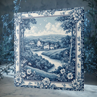 Cerâmica Azulejo Cerâmico de Fazenda Rústica Azul Toile Fra