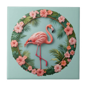 Cerâmica Azulejo Cerâmico de Flamingo Equilibrista Tropical
