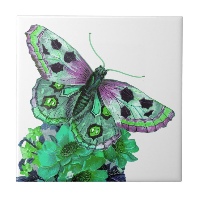 Cerâmica Azulejo cerâmico de flor de borboleta (Frente)