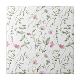 Cerâmica Azulejo Cerâmico de Flor Silvestre com Aquarela Ro