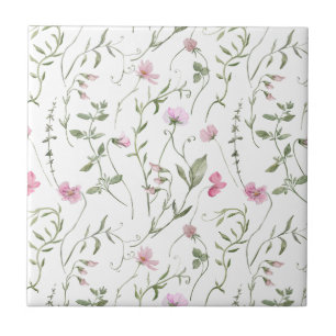 Cerâmica Azulejo Cerâmico de Flor Silvestre com Aquarela Ro