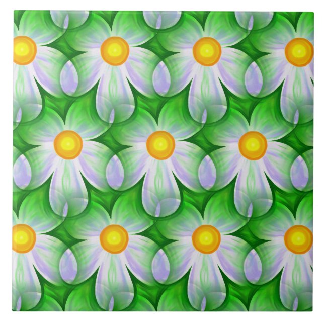 Cerâmica azulejo cerâmico de flores margaridas (Frente)