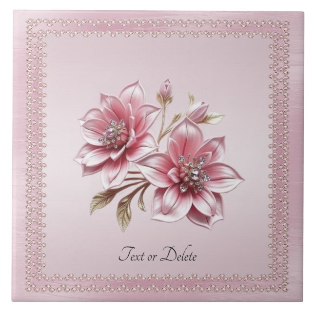 Cerâmica Azulejo Cerâmico de Flores Rosa Modernas (Frente)