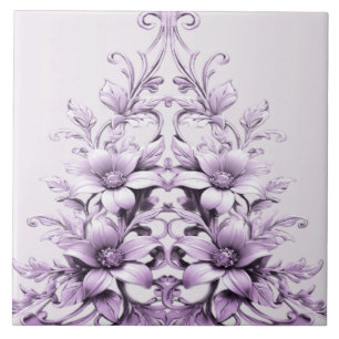 Cerâmica Azulejo Cerâmico de Flores Roxas Elegantes