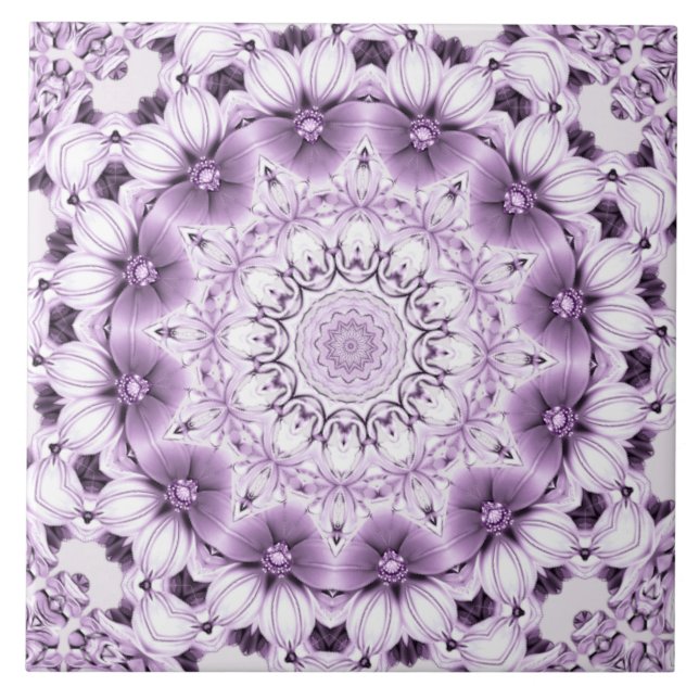 Cerâmica Azulejo Cerâmico de Flores Roxas Elegantes (Frente)