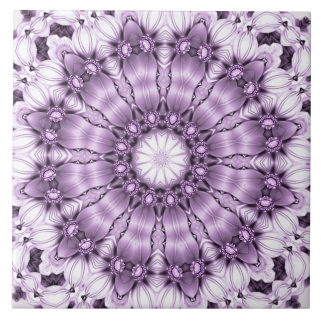 Cerâmica Azulejo Cerâmico de Flores Roxas Elegantes (Frente)