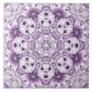 Cerâmica Azulejo Cerâmico de Flores Roxas Elegantes
