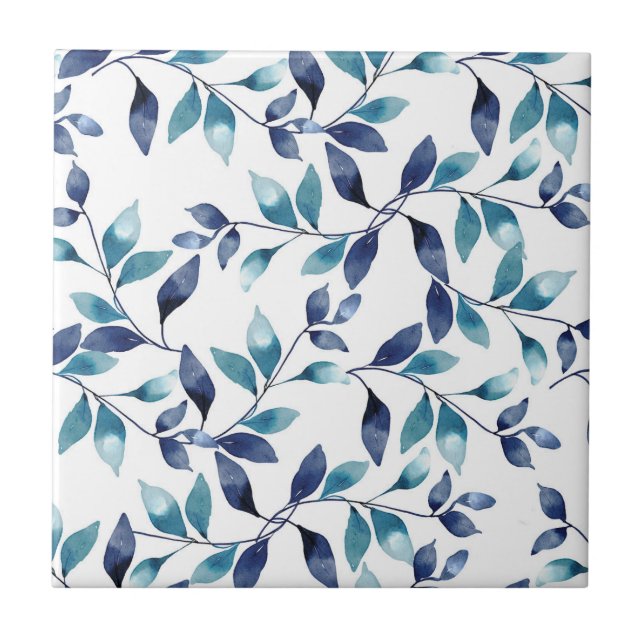 Cerâmica Azulejo cerâmico de folhas azuis (Frente)