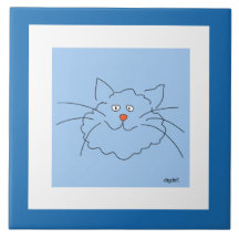 Azulejo cerâmico de Gato Azul