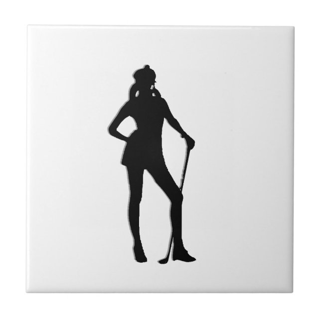 Cerâmica Azulejo cerâmico de Golfer fêmea (Frente)