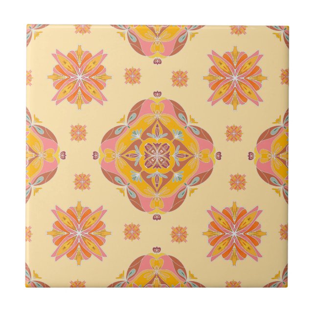 Cerâmica Azulejo Cerâmico de Grade Floral (Frente)