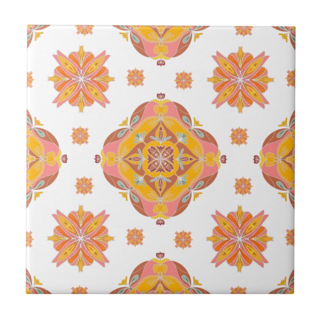 Cerâmica Azulejo Cerâmico de Grade Floral (Frente)
