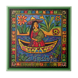 Cerâmica Azulejo Cerâmico de Huichol Loteria: La Chalupa Ce