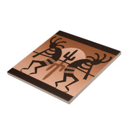 Cerâmica Azulejo Cerâmico de Kokopelli Desert Sun Cactus So
