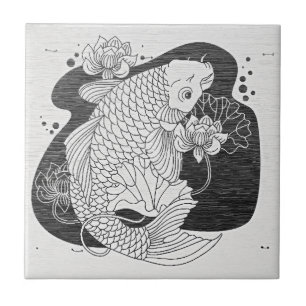 Cerâmica Azulejo Cerâmico de Lótus Zen Koi