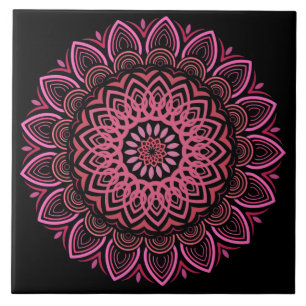 Cerâmica Azulejo Cerâmico De Mandala Rosa E Coral