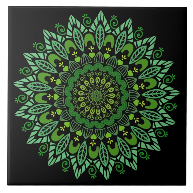 Cerâmica Azulejo Cerâmico de Mandala Verde (Frente)