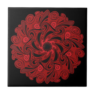 Cerâmica Azulejo cerâmico de Mandala Vermelho e Preto