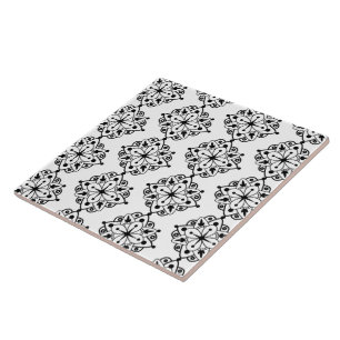 Cerâmica Azulejo Cerâmico de Mármore Mandala Preto Branco M
