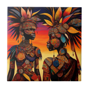 Cerâmica Azulejo cerâmico de mulher africana