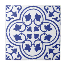 Azulejo cerâmico de padrão azul e branco