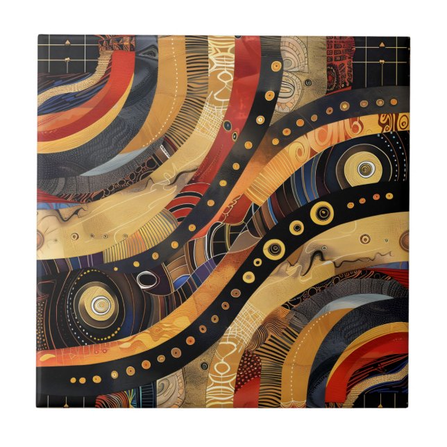 Cerâmica Azulejo cerâmico de padrão tribal africano (Frente)