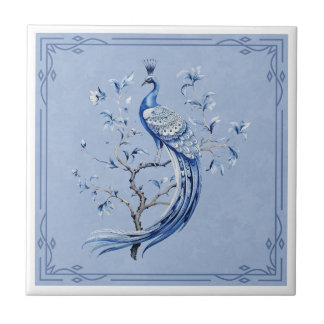 Cerâmica Azulejo Cerâmico de Pavão Azul Elegante