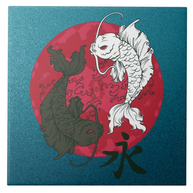 Cerâmica Azulejo Cerâmico de Peixe Koi (Frente)