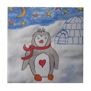 Cerâmica Azulejo Cerâmico de Pinguim-Neve Inverno