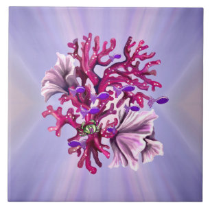 Cerâmica Azulejo cerâmico de sereia de oceano roxo