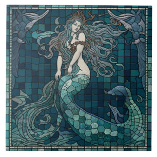 Cerâmica Azulejo cerâmico de sereia mosaica
