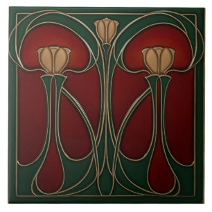 Cerâmica Azulejo Cerâmico de Tapeçaria de Tulipa Verde-água