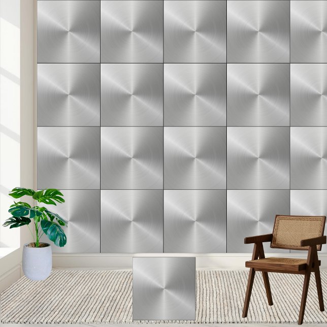 Cerâmica Azulejo cerâmico de textura de aço inoxidável esco (Brushed Stainless Steel Texture Ceramic Tile)