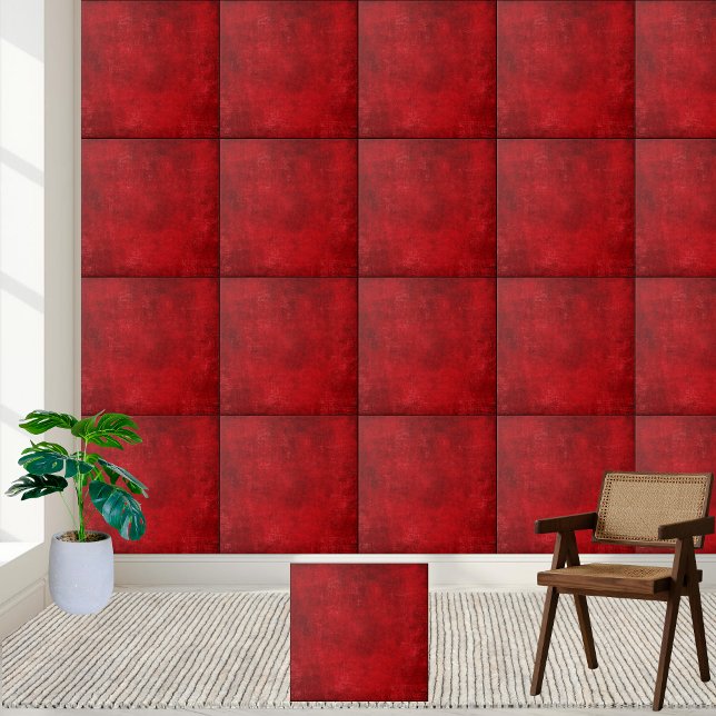 Cerâmica Azulejo cerâmico de textura vermelha profunda (Deep Red Grunge Texture Ceramic Tile)
