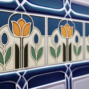Cerâmica Azulejo Cerâmico de Tulipa Elegante Art Nouveau