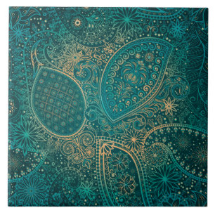 Cerâmica Azulejo cerâmico de turquesa étnica