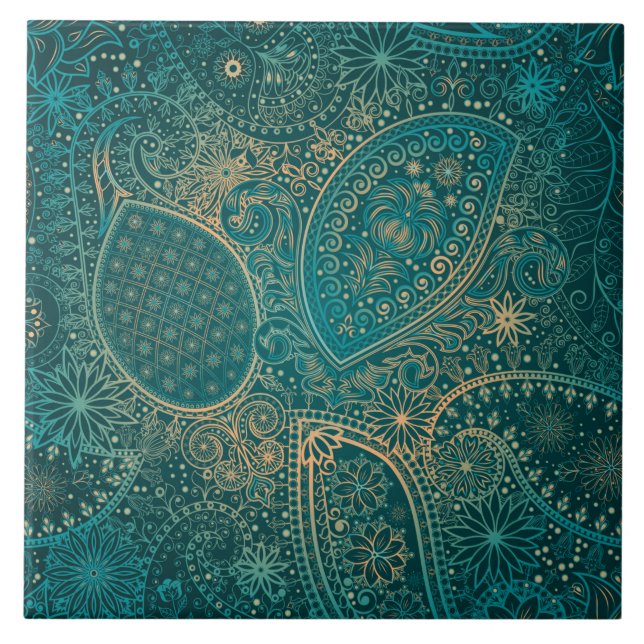 Cerâmica Azulejo cerâmico de turquesa étnica (Frente)