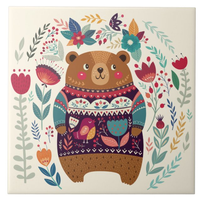 Cerâmica Azulejo cerâmico de Urso Cinto (Frente)