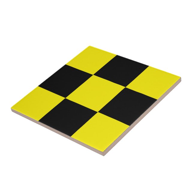 Cerâmica Azulejo cerâmico de verificação preto e amarelo (Lateral)