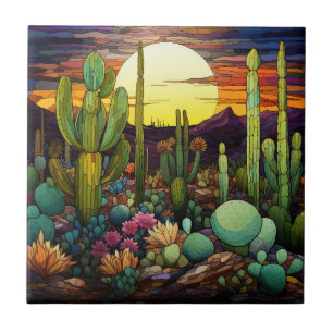 Cerâmica Azulejo cerâmico de vidro isolado Cactus