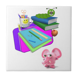 Cerâmica Azulejo cerâmico de volta ao porco rosa-da-escola