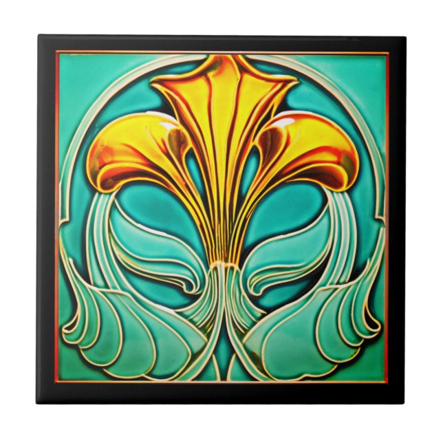 Cerâmica Azulejo cerâmico Deco de Flores Amarelas Brilhante (Frente)