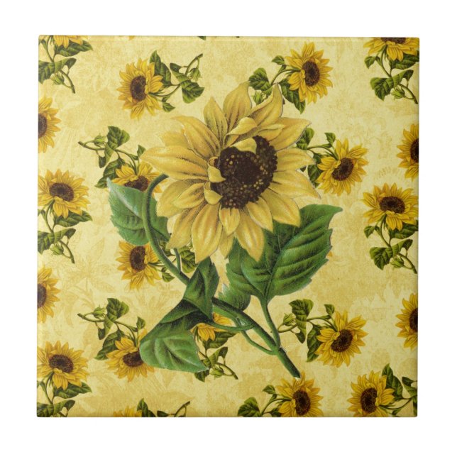 Cerâmica Azulejo cerâmico decorativo de girassóis venosos (Frente)
